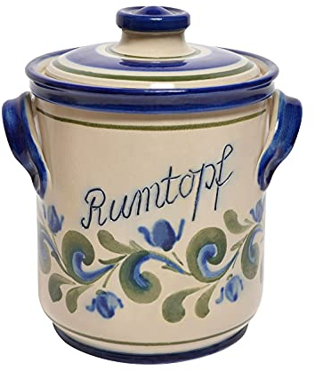 Steinzeug-Schmitt Rumtopf Serie Flora Deutsche Qualität (Inhalt 3 Ltr. - Grün-Blau)