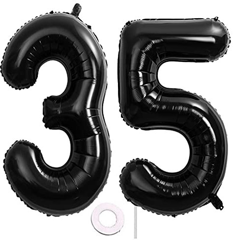 40 Zoll 2 Luftballons Zahle 35. Schwarz Geburtstag XXL 100cm Riesen Folienballon Zahlenballon 35 Schwarz Nummer Folienballon 35 Ballon Zahl 35 Heliumballon Luftballon 35 für Geburtstag Party Deko(35)