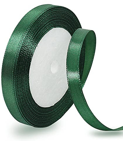 Ruban de satin vert foncé 10 mm x 22 m - Pour décoration de cadeau de mariage, de baptême et d'anniversaire