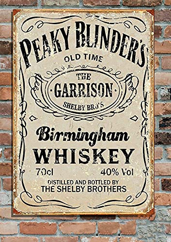 NAHOMER Garrison Peaky Blinders Panneau publicitaire en métal vieilli personnalisé 2 tailles rétro Décoration murale maison bar pub café vintage 20,3 x 30,5 cm