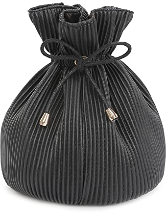 Dizdvizd Trousse de Toilette Voyage pour Femmes et Filles, Ronde Cosmétique Sac avec Cordon, PU Trousses Organisateur à Maquillage - Noir