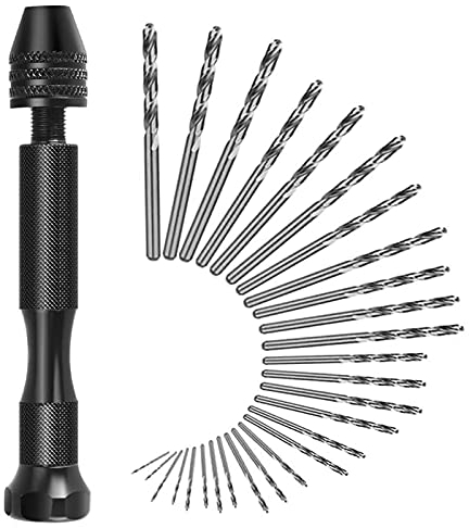 26 Piezas Mini Taladro Manual,Taladro de Mano,Mini Taladro Manual Kit,Brocas en Espiral,para Bricolaje,Madera,Resina,Joyería,Nogal,Cera de Abejas,Herramientas de Perforación(0,5 – 3,0 mm)