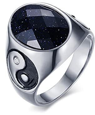 Stfery Siegelring Herren Edelstahl Tai Chi Diagramm Ring Jungs Stahl Herren Ring Personalisiert zum Valentinstag, Größe 62 (19.7)