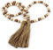 CVHOMEDECO. Holzperlen-Girlande mit Quasten, Bauernhaus, rustikale Holz-Gebetsperlen, Schnur, Wandbehang, Akzent für Zuhause, Festival-Dekoration. Mix im Used-Look