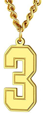 Supcare 18k vergoldet Zahl Drei Kette Damen Nummer 3 Anhänger Halskette für Männer Jungen Hip Hop Rapper Charm Halskette Modeschmuck Accessoire