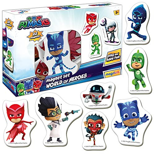 magdum PJ Masks Helden Welt der Helden - 22 GROßE Magnete, Kinder für Magnettafel - Kühlschrankmagnete, Magnet Spielzeug für Kinder ab 3 Jahre