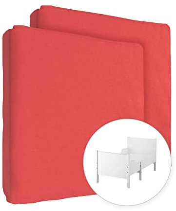 2X Jersey 100% Baumwolle Spannbettlaken für 160x80cm Kleinkind Junior Bett Matratze (Rot)