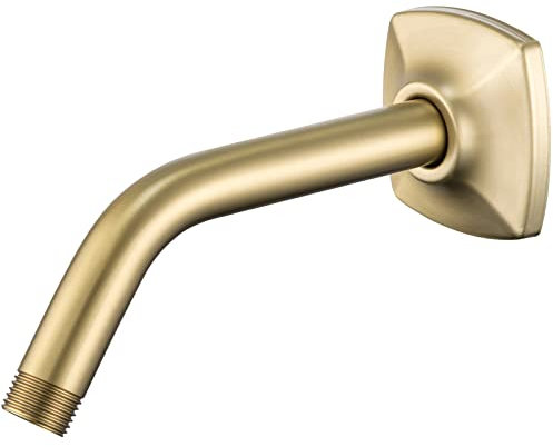 SWHYGER Braccio doccia da 15,2 cm con flangia, montaggio a parete, braccio di ricambio per soffione doccia fisso e soffione a mano in oro spazzolato, SW-91018-6BG.