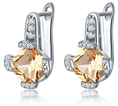 Schmuck Ohrringe Sekt, Ohrstecker Damen Quadratischer Aaa-Zirkon Kupfer Ohrringe Jugendliche Post-With-Friction-Back