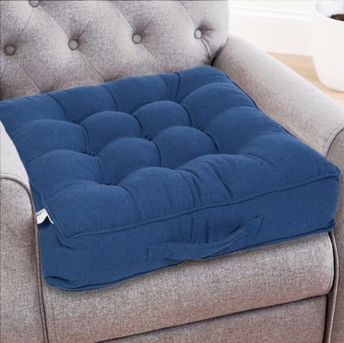 Casabella Booster Cushion-Armchair Cushion Large Seat Dining Chair Thick Floor Cushion, Pregnancy & Post-Operative Adults Bolster Seat, Car Sofa-Navy, 50 X 50 X 10 CM