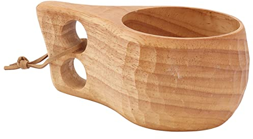 Risegun Handgefertigte Holz-Camp-Tasse, Holz-Camping-Tasse Mit Griff, Handpoliert, Schöne Holzmaserung, Kaffeetasse Für Camping Und Bushcraft, Leicht Und Langlebig