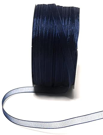 s.dekoda Schleifenband 100m x 3mm (2 Rollen á 50m) Dunkelblau Organza Chiffon Geschenkband Organzaband [3133-121]