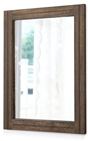 AAZZKANG Rustikaler großer Holzspiegel,rechteckig,dekorativer Wandspiegel,70 x 50 cm mit Rahmen,Schlafzimmer,Wohnzimmer,Badezimmer,Bauernhausspiegel