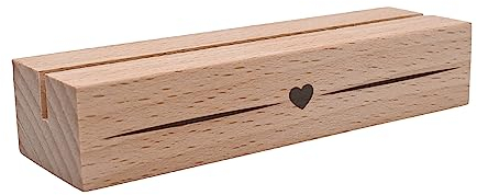 Interluxe Kartenhalter - Motiv Herz Linie - Grußkartenhalter Fotohalter Kartenständer Tischkartenhalter aus Holz