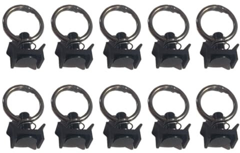 WNDUOKXH 10PCS L Track Single Stud Fitting Mit Runde Ring Spanngurte Runde Ring Motorrad Anhänger Anhänger Single Stud, Schwarz