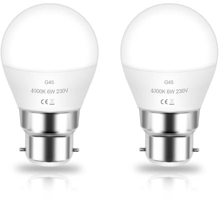 JINLONTA B22 Glühbirne LED 6W Ersetzt 60 Watt Glühlampe mit B22d-Sockel Base Lampe Bajonettfassung Neutralweiß 4000K Leuchtmittel, 2er-Pack