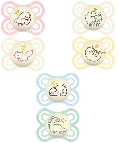 MAM | Perfect Nuit Schnuller 2-6 Monate (2 Stück) Zufällige Farbauswahl - Leuchtender Säuglingssauger aus Silikon - idealer Babyschnuller für eine gute Mundentwicklung