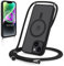 Yoedge Magnetica Cover per iPhone 15 6,1 con Cordino, Compatibile con MagSafe, Custodia Traslucida Opaca Hard PC Sottile TPU Bumper Antiurto Protettiva Case con Corda Collana Tracolla Laccio, Nero