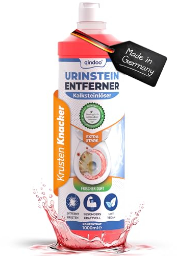 Qindoo 1L Urinsteinentferner EXTRA STARK Krusten Knacker, Kraftvoller Urin Kalksteinentferner, WC- & Kalklöser Profi Reiniger bei hartnäckige Ablagerungen & Gerüche