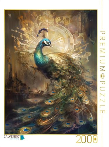 Puzzle · EIN Motiv aus dem Kalender Malerische Pfaue | KI generiertes Gemälde eines Pfau · 2000 Teile · Lege-Größe 90 × 67 cm · CALVENDO Puzzle