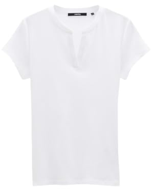 someday Damen Kurzarmshirt | Geripptes Shirt KLEOH Detail mit V-Ausschnitt White, 38