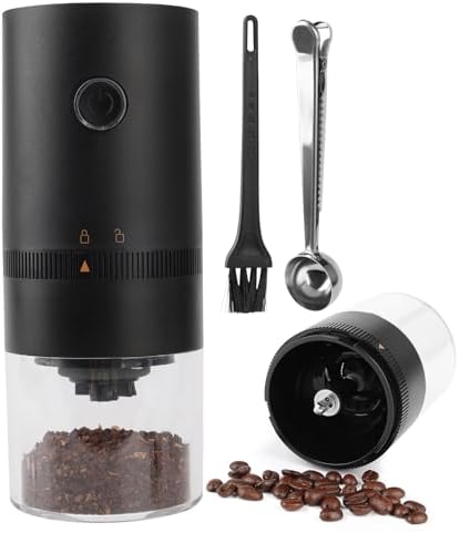 Electric Rechargeable Burr Coffee Grinder with Multiple Grinding Settings, Portable Bean Grinder for Coffee Beans, Spices, Peanuts, Grains and More
