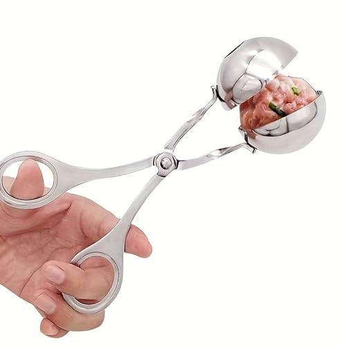 CHEFZOCO Cucchiaio per fare polpette, Cucchiaio di polpette, Macchina per fare palline di gnocchi, Pinza per polpette, Antiaderente, Acciaio Inox, 4,6 cm di diametro