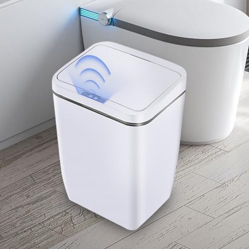 Motion Sensor Trash Can,12L Automatic Garbage Can,Automatic Motion Sensor Rubbish Can,Bathroom Trash Can with Lid,Suitable For Kitchens, Offices, Living Rooms, Toilets And Bedrooms (White)
