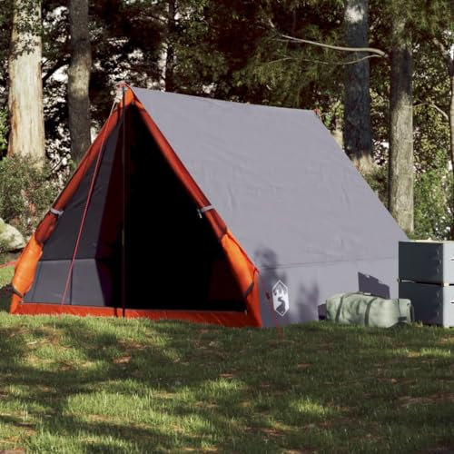 Camping-Keilzelt 2 Personen Grau und Orange Wasserdicht, CIADAZ Caming Zelt, Camping Tents, Camping-Zelt - 94757