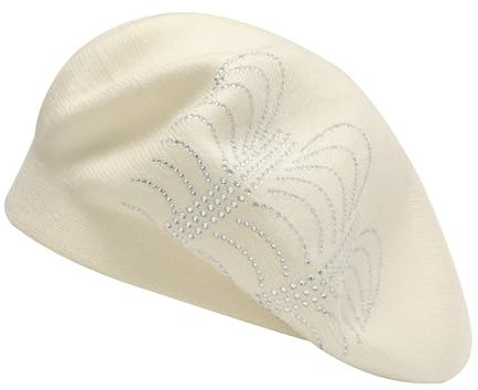 ZLYC Damen Winter Baskenmütze Französische Barett Doppelschicht Warm Beret(Einfarbig Weiß),Einheitsgröße