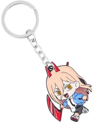 Weeb Keychains Chainsaw Man Anime Keychain – Power Anime Merch with Rugged Metal Key Ring & Phone Charm, Heavy-Duty Gift for Keys, Bags & Lanyards, Premium Chainsaw Man Accessory with Box