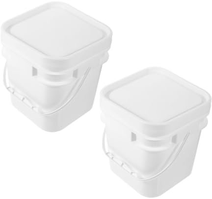 SOESFOUFU 2pcs Plastic Paint Kettle Square Bucket Lid Storage Bucket for Leftover Paint