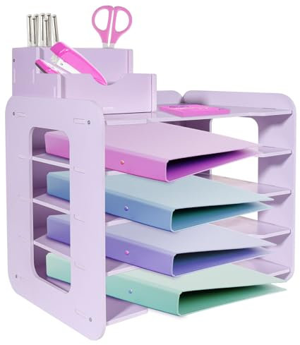 HMXLJJY Organizer a 5 ripiani, per documenti in formato A4, vassoio per documenti da ufficio, organizer per documenti da scrivania con archivio impilabile, organizer da scrivania con portapenne