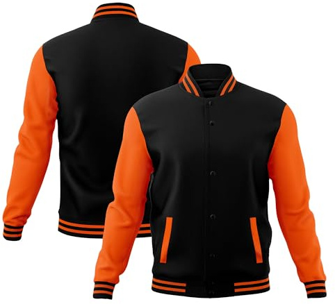 KXK Herrenmode Varsity Jacke, leger, Baumwolle, Letterman, Baseball, Bomberjacke, leichter Mantel