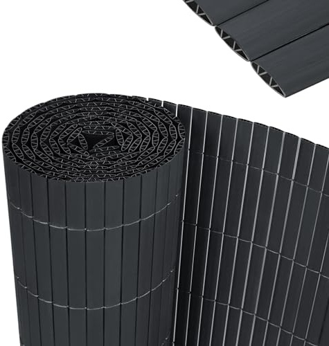 YRHome 120x600cm PVC Sichtschutzmatte Stabile W-Form Sichtschutzzaun Balkon Balkonsichtschutz Sichtschutz mit Kabelbindern Windschutz Wetterfest UV-beständig für Garten Terrasse, Anthrazit