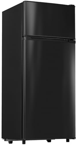 Manastin 4.5 Cu.Ft Mini Fridge with Freezer, Small Refrigerator with 2 Doors for Kitchen, Dorm, Office and Bedroom, Mini Fridge with Adjustable Shelves (Black)