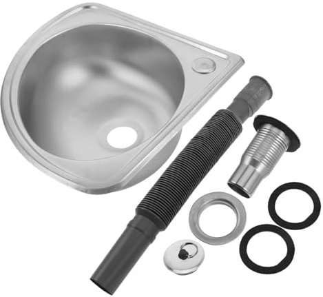 YOSADIER Évier de Camping en Acier Inoxydable, 1 Set, Cuve Simple | Lavabo Triangulaire Ultra-compact, Évier Inox Camping, Évier de Camping Style Aléatoire