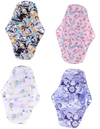 SEWOART 4Stücke Waschbare Damenbinden Waschbare Menstruationsbinden Wiederverwendbare Stoffbinden mit Bambuskohle für Frauen Atmungsaktive Hygieneartikel für Periode