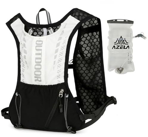 Laufweste für Damen und Herren, Laufrucksack mit 1.5L-Trinkflasche und Reflex-Strichen, Ultraleicht Trinkrucksack Fahrrad Trinkweste Laufen Wasserrucksack für Laufen Marathon Jogging Radfahren MTB
