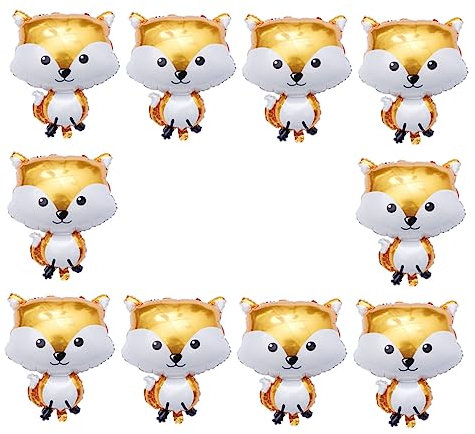 CIYODO 10 Stück Folienballons in Fuchsform Aluminium Luftballons Geburtstagsparty Deko Cartoon Tierballons Für Feste