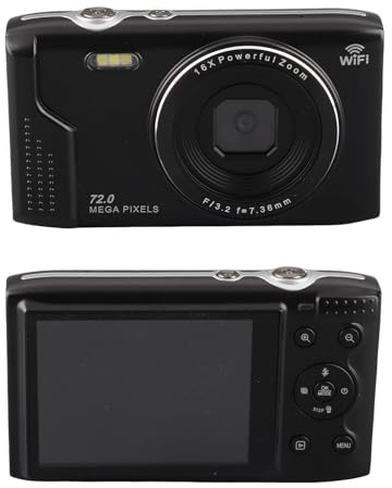 72MP Digitalkamera für Fotografie, Autofokus 5K Vlogging Camcorder für YouTube, Point und Shoot -Kamera für Anfänger mit 16 -facher Zoom, Eingebautes WLAN & Flash, 1200 -mAh (Black)