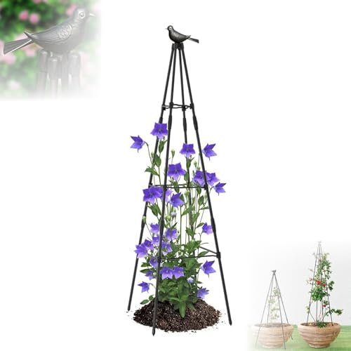 Obelisco per Rampicanti, Supporto per Piante Rampicanti da Giardino, 130 cm, Rimovibile, per Piante Obelisco, Altezza Traliccio, Adatto per Tutte Le Piante Rampicanti