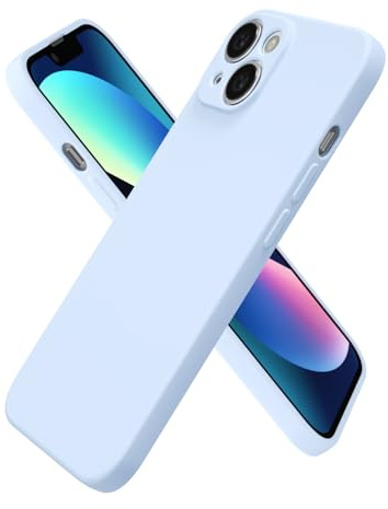 oakxco for iPhone 13 Case Silicone, Ultra Slim Thin Phone Case for Women Girls, Plain Solid Color Minimalist Aesthetic Cute Girly Design, Soft Rubber Gel TPU with Camera Cover Protection, Light Blue