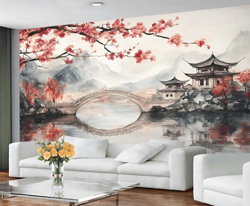 GIVLWF Wallpaper - Landscape Home Decor & Mural, Traditional Japanese Bedroom Wallpaper, Natural Landscapes Wall Paper for Living Room, Large Wall Mural (Not Self-Adhesive)