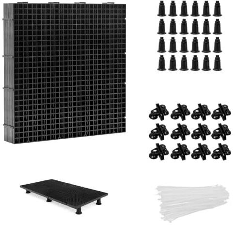 31 Pcs Plastic Egg Crate Set, 30x30cm Black Fish Tank Divider | for DIY Filtration, Bottom Protection, Aquascaping