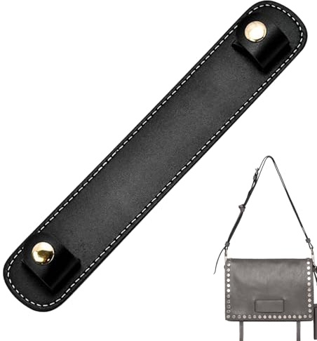 Schulterriemenpolster aus Leder, rutschfestes, abnehmbares Leder-Schulterpolster für Tragetaschen, Gepäckgurte für Reisen, Versammlungen, Pendeln, Einkaufen, Geschäftsreisen, Schwarz, Refer to
