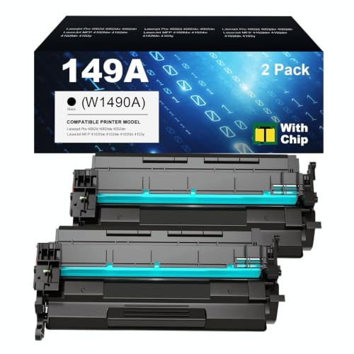 149A Tonerpatrone Schwarz W1490A Kompatibel für HP 149A W1490A 149X W1490X Toner für LaserJet Pro MFP 4102fdw 4102dw 4102fdn 4102 Pro 4002dn 4002d 4002dw 4002 (2er Pack) - Mit Chip
