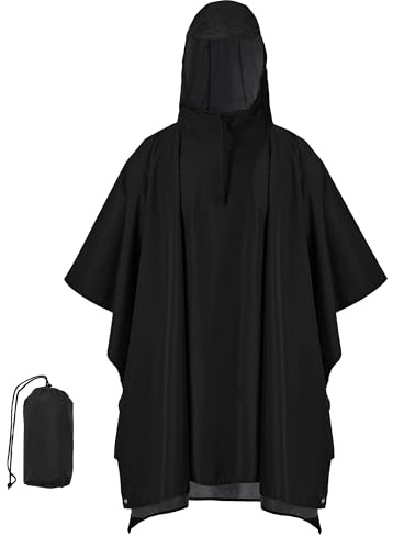 Huayuzh Leicht Wasserdicht Regenponcho Herren Regencape Damen Atmungsaktiv Kapuze Wandern Camping Fahrrad Regenjacke