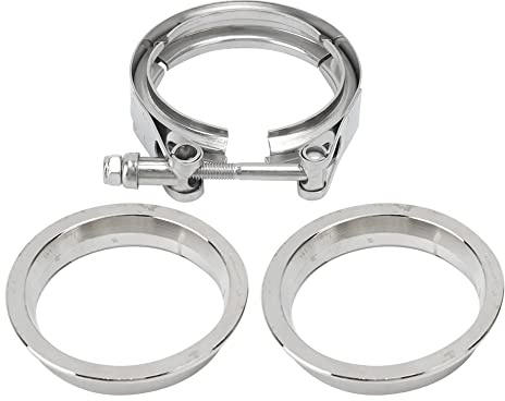 HELEVIA Auto-V-Band-Klemme, Auspuffrohr-Flansch-Set, 304 Edelstahl (3,0 Zoll-76 mm)
