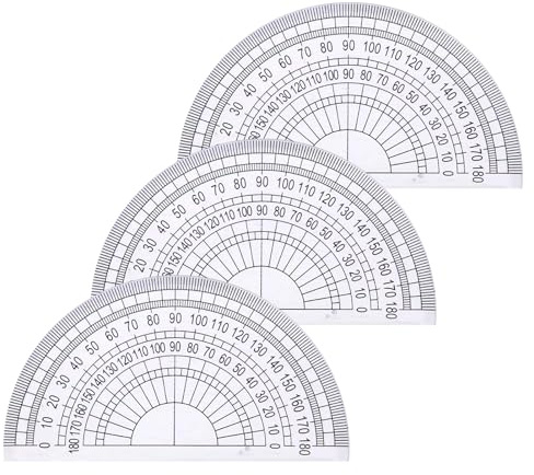 Plastic Protractor, 3 Pack Protractor Set 180 Degrees for Angle Measure | Clear Maths Protractor Geometry Angle Measuring & Drafting Tools for Math Angle Measurement with Semicircle